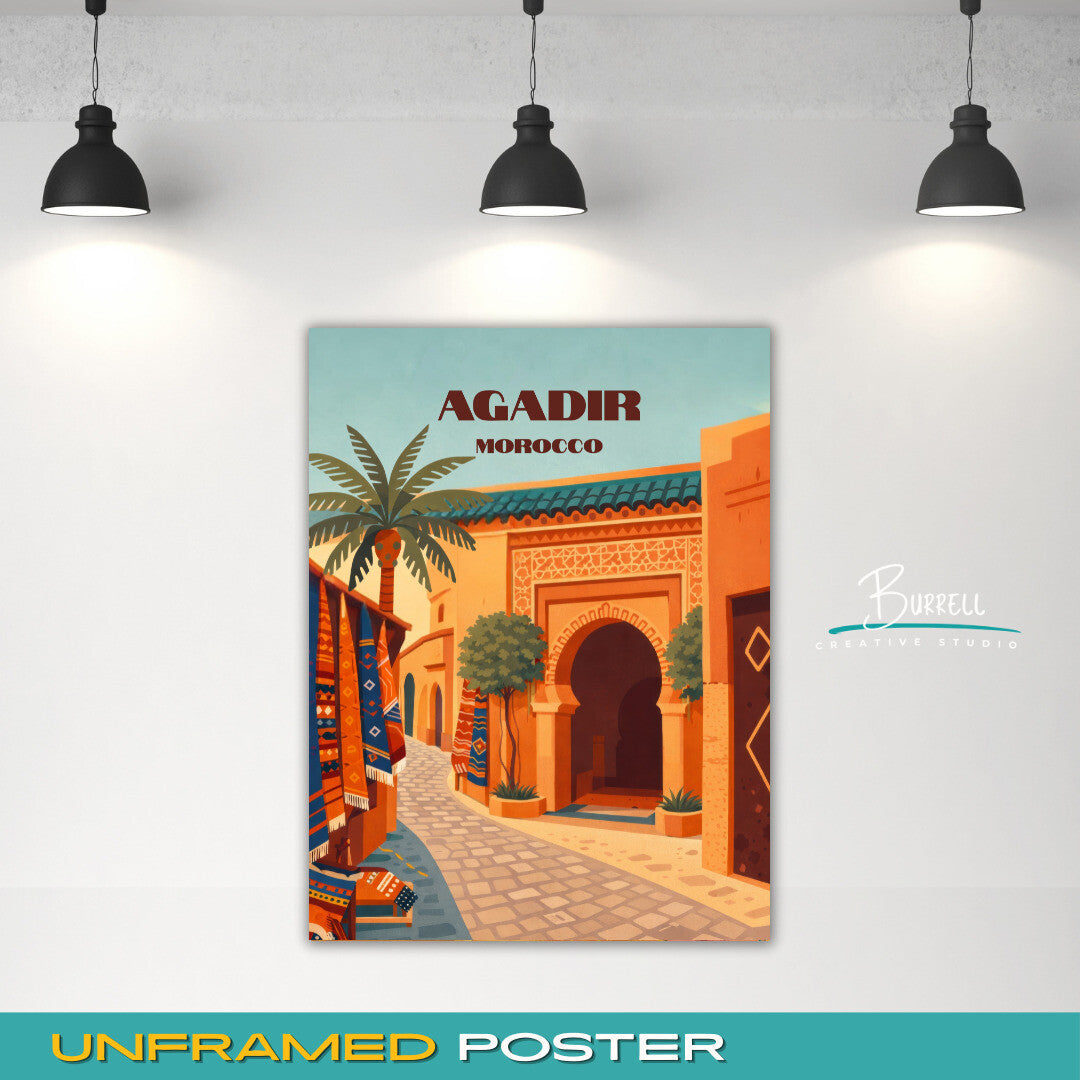 Agadir Morocco Medina Travel Poster & Wall Art Poster Print