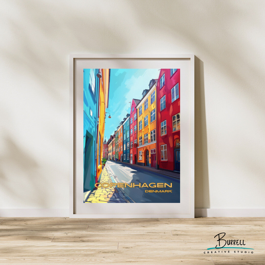 Copenhagen Denmark Architecture Travel Poster & Wall Art Poster Print