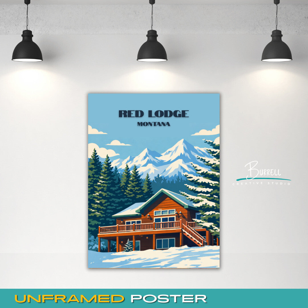 Red Lodge Montana Mountain Scenery Travel Posters & Wall Art Poster Print