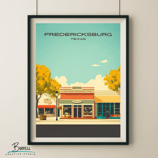 Fredericksburg Texas Historic Charm Travel Poster & Wall Art Poster Print
