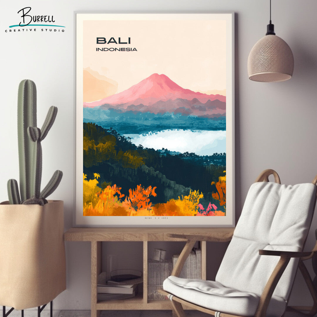 Kintamani Bali Mount Batur Travel Poster & Wall Art Poster Print