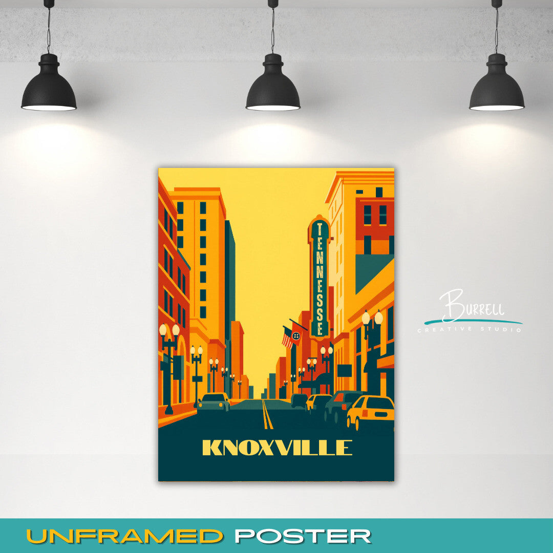 Knoxville Tennessee Downtown Travel Poster & Wall Art Poster Print