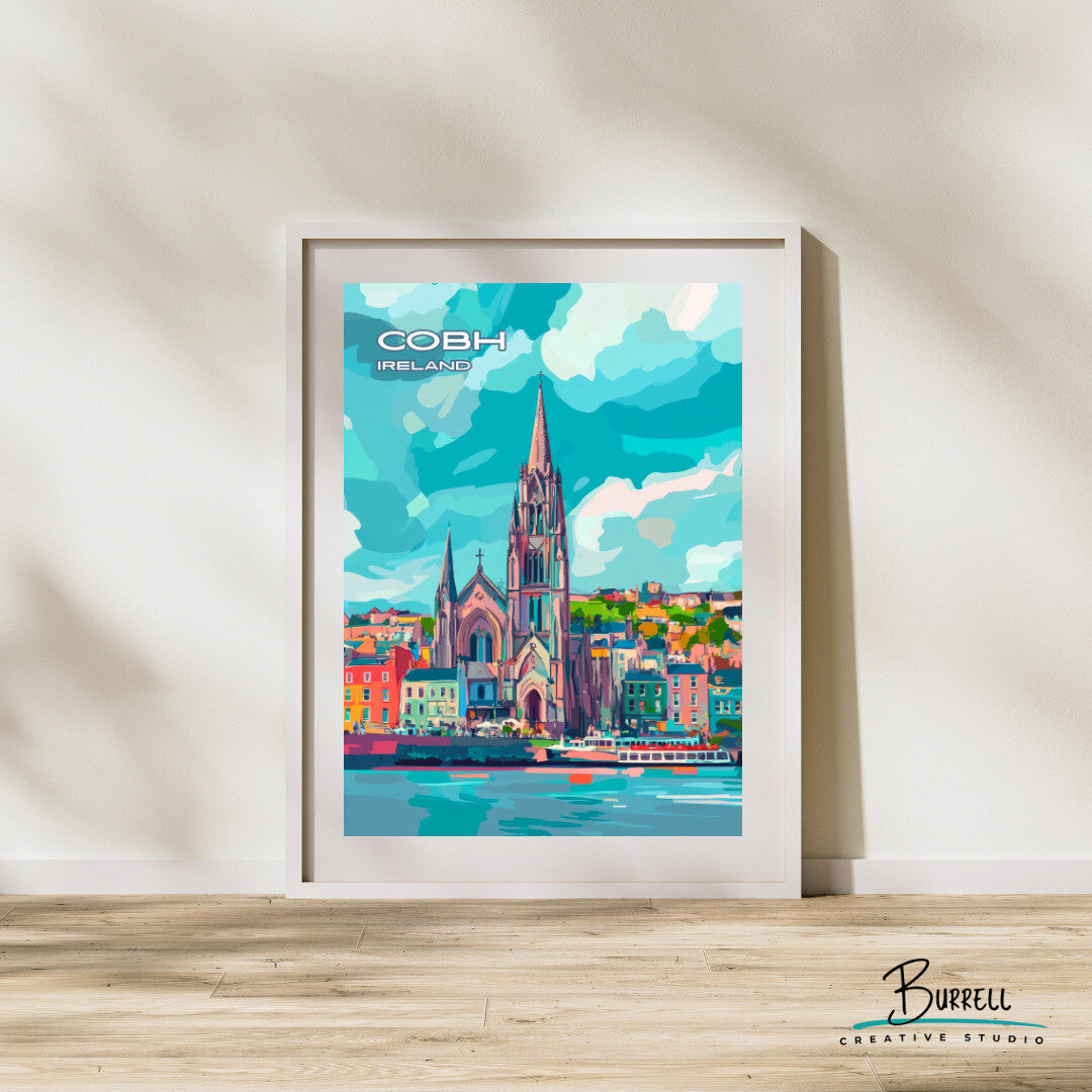 Cobh Ireland St. Colman Cathedral Travel Poster & Wall Art Poster Print