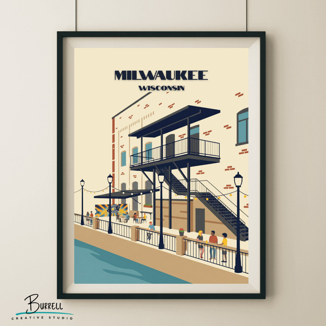 Milwaukee Wisconsin Lakefront Brewery Travel Posters & Wall Art Poster Print