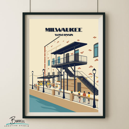 Milwaukee Wisconsin Lakefront Brewery Travel Posters & Wall Art Poster Print