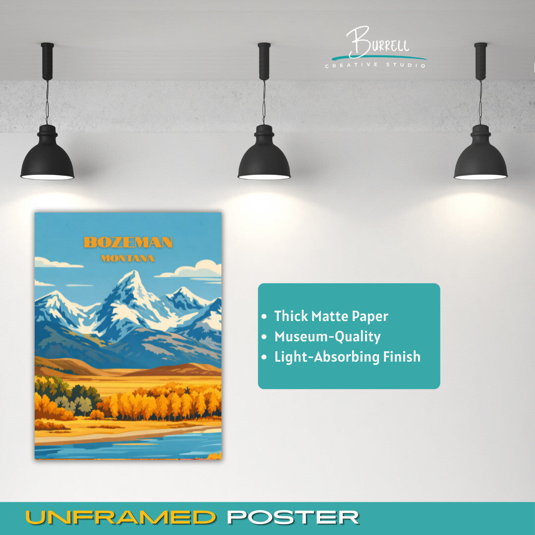 Bozeman Montana Mountain Scenery Travel Posters & Wall Art Poster Print