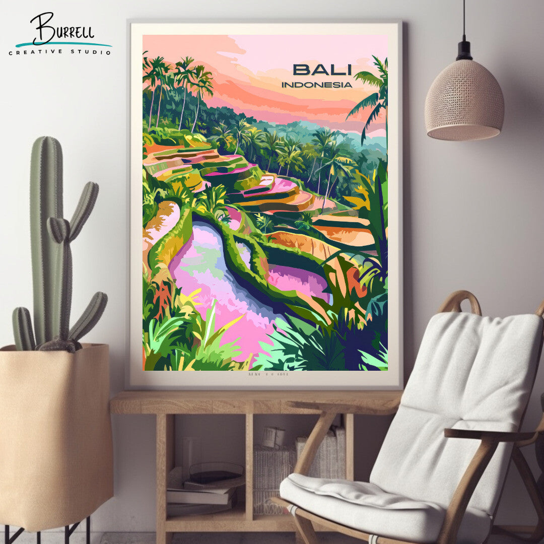 Tegalalang Bali Rice Terraces Travel Poster & Wall Art Poster Print