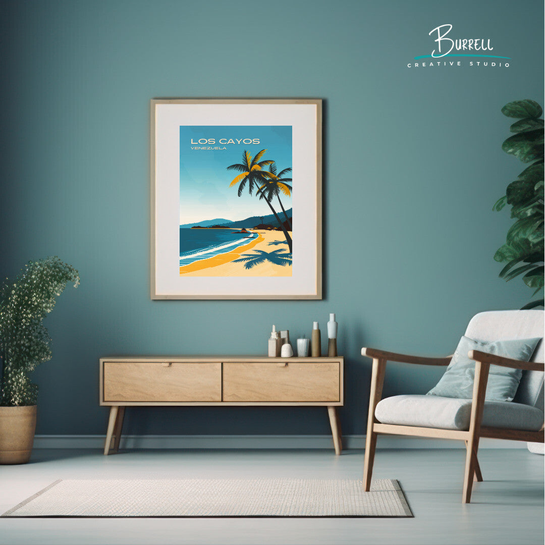 Los Cayos Venezuela Beach Travel Poster & Wall Art Poster Print