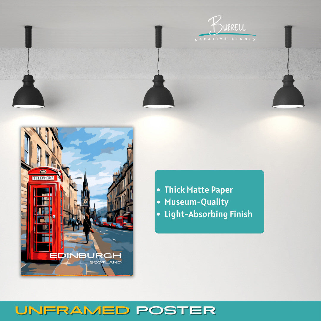 Edinburgh United Kingdom Royal Mile Travel Poster & Wall Art Poster Print