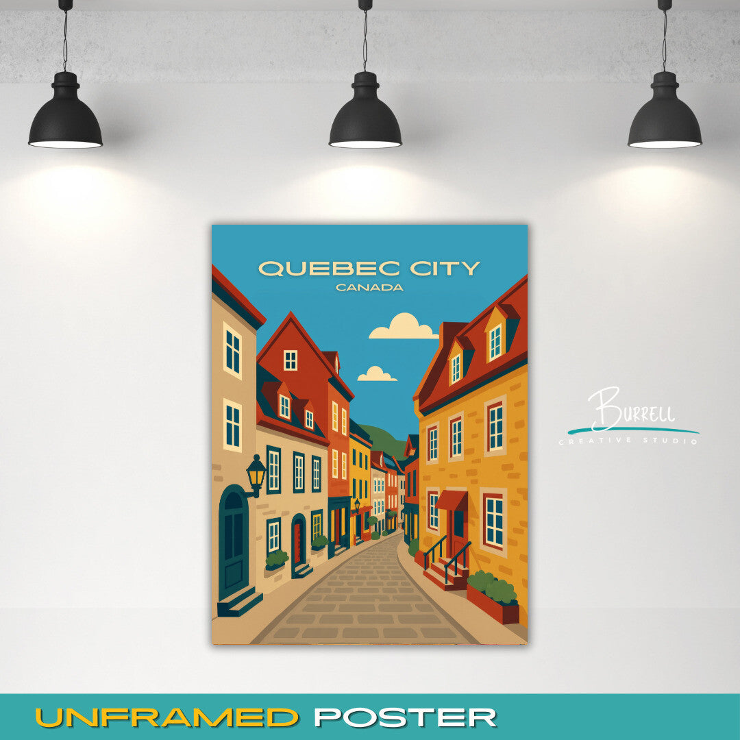 Quebec City Canada Quartier Cetit Champlain Travel Poster & Wall Art Poster Print