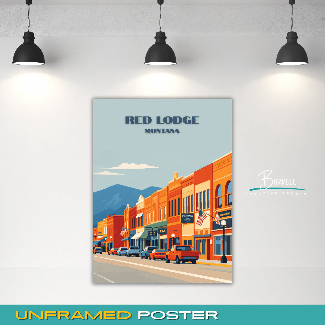 Red Lodge Montana Downtown Travel Posters & Wall Art Poster Print
