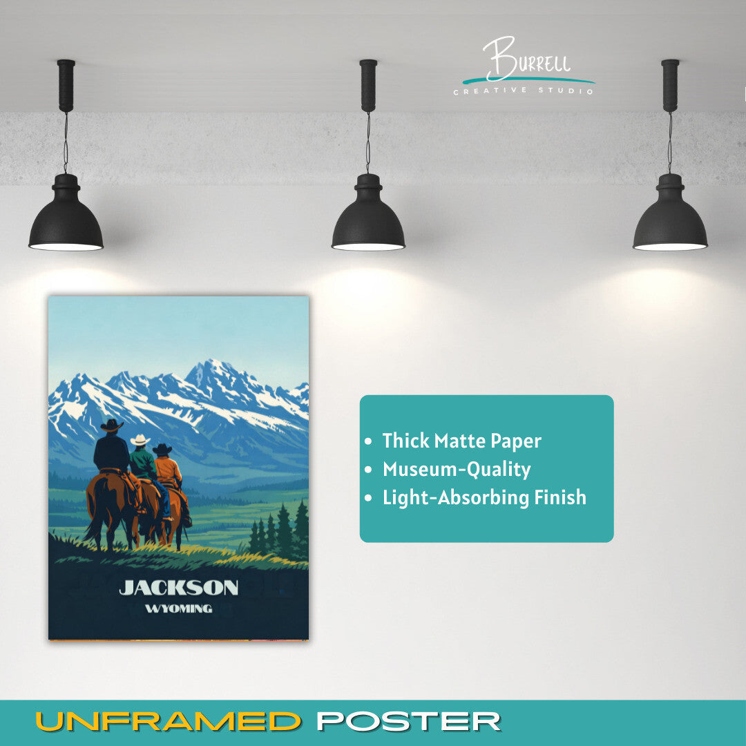 Jackson Wyoming Horseback Riding Travel Posters & Wall Art Poster Print