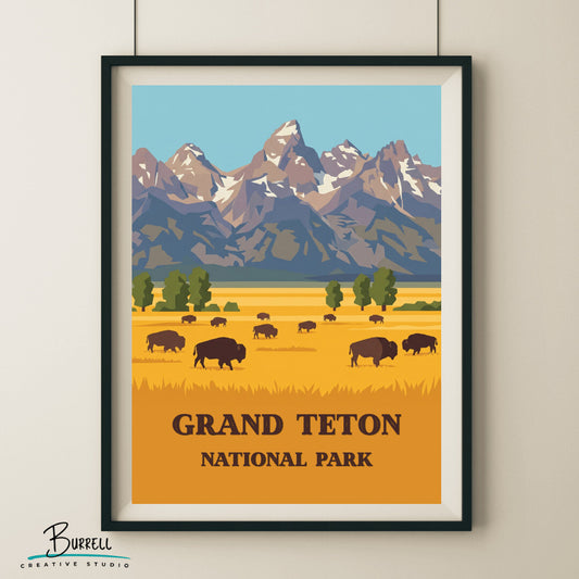 Grand Teton National Park Wyoming Scenery Travel Posters & Wall Art Poster Print