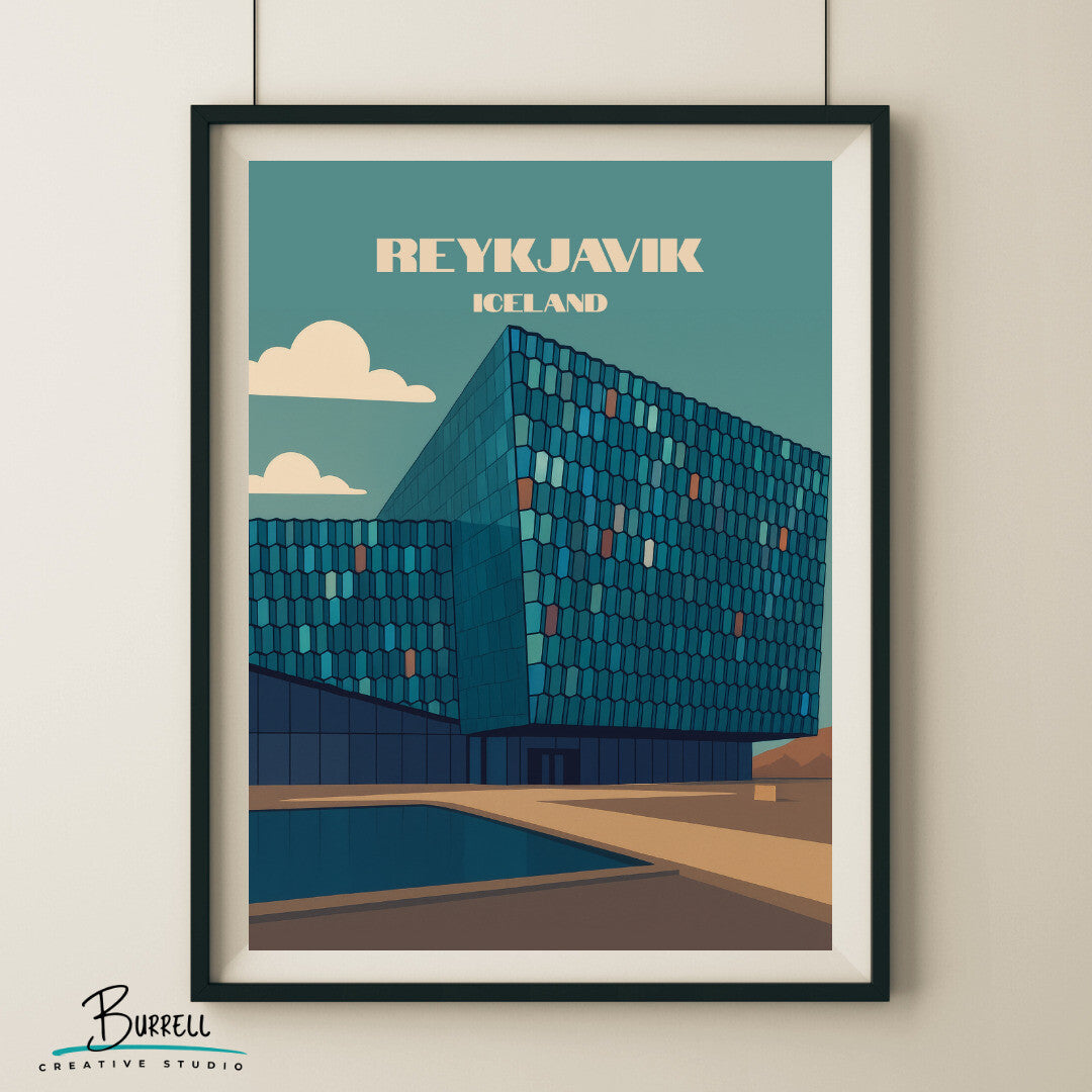 Reykjavik Iceland Harpa Concert Hall And Conference Centre Travel Poster & Wall Art Poster Print