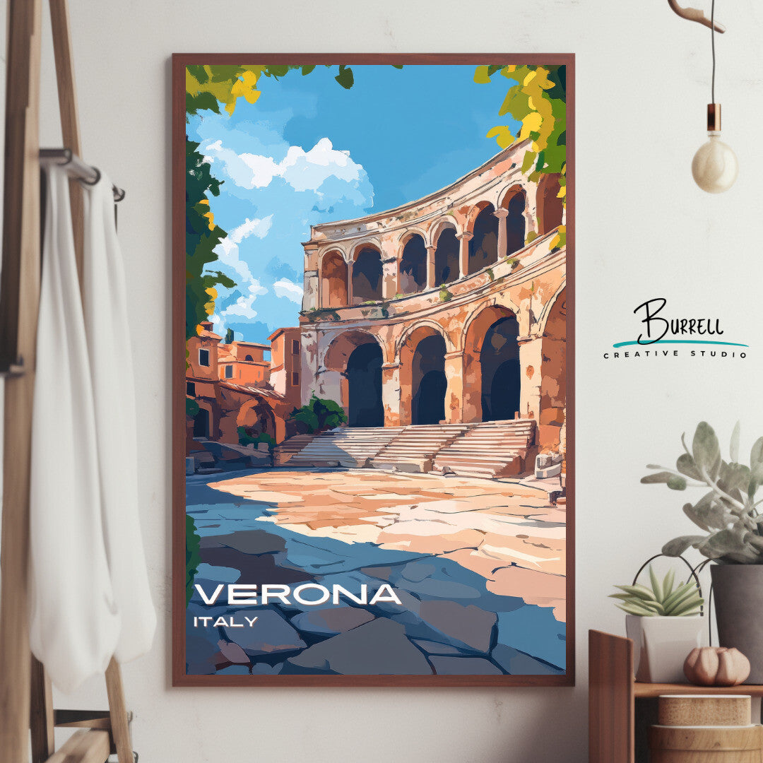 Verona Italy Arena Travel Poster & Wall Art Poster Print