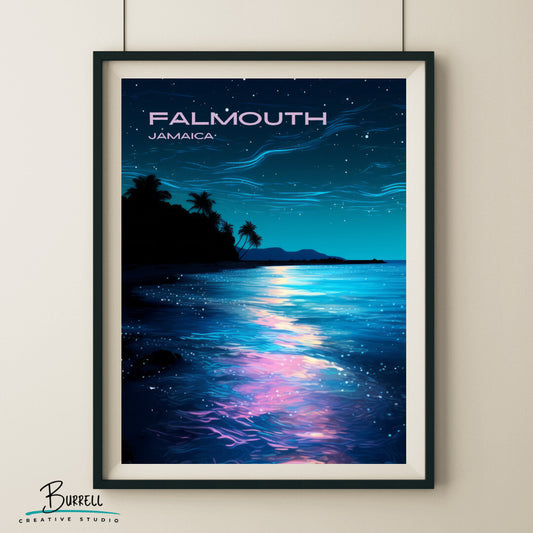 Falmouth Jamaica Luminous Lagoon Travel Poster & Wall Art Poster Print