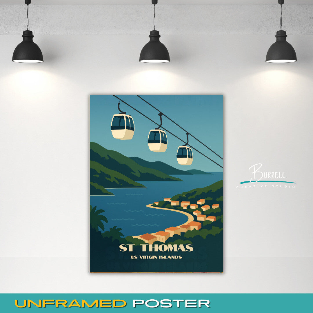 St Thomas US Virgin Islands Paradise Point Travel Poster & Wall Art Poster Print