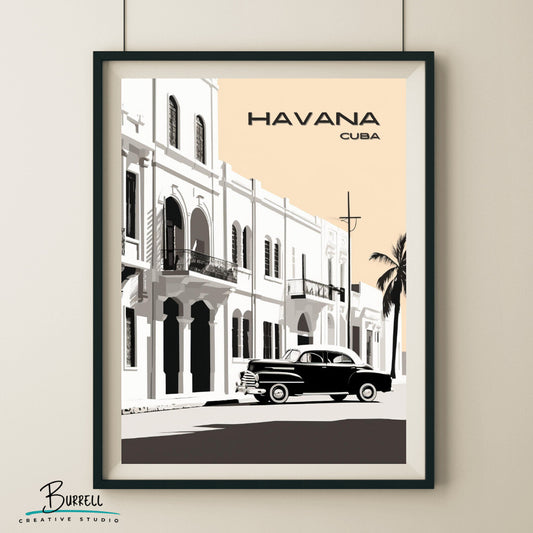 Havana Cuba Architecture Travel Poster & Wall Art Poster Print