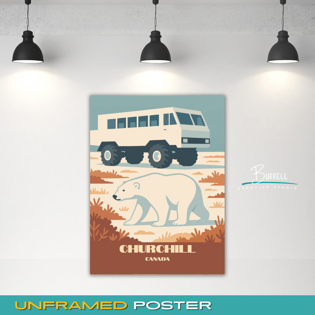 Churchill Canada Polar Bear Watching Travel Poster & Wall Art Poster Print