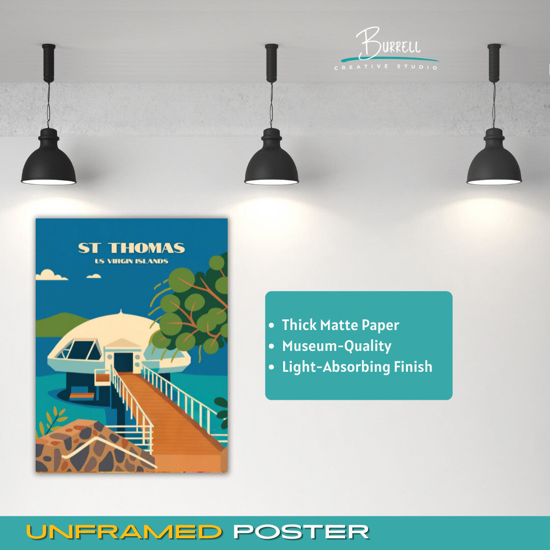St Thomas US Virgin Islands Coral World Ocean Park Travel Poster & Wall Art Poster Print