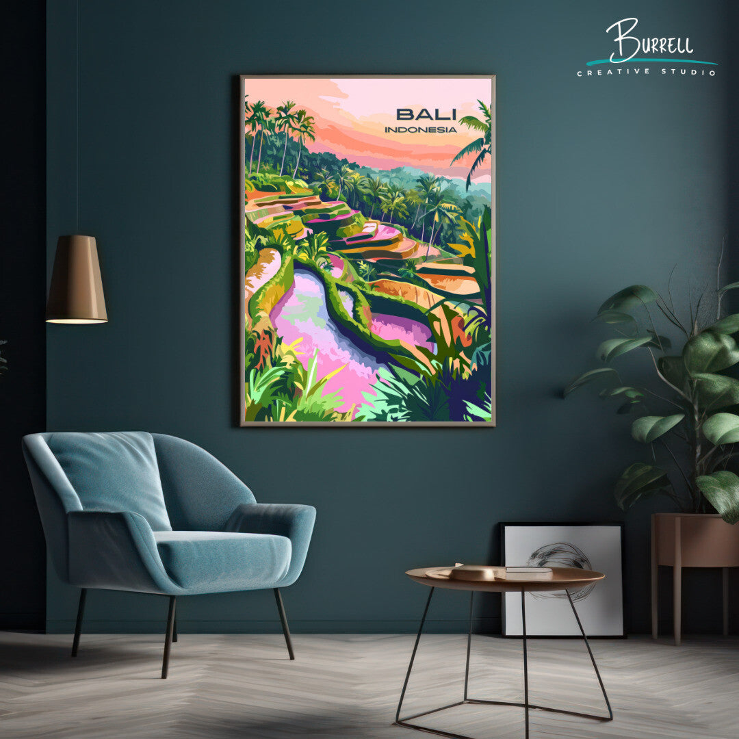 Tegalalang Bali Rice Terraces Travel Poster & Wall Art Poster Print