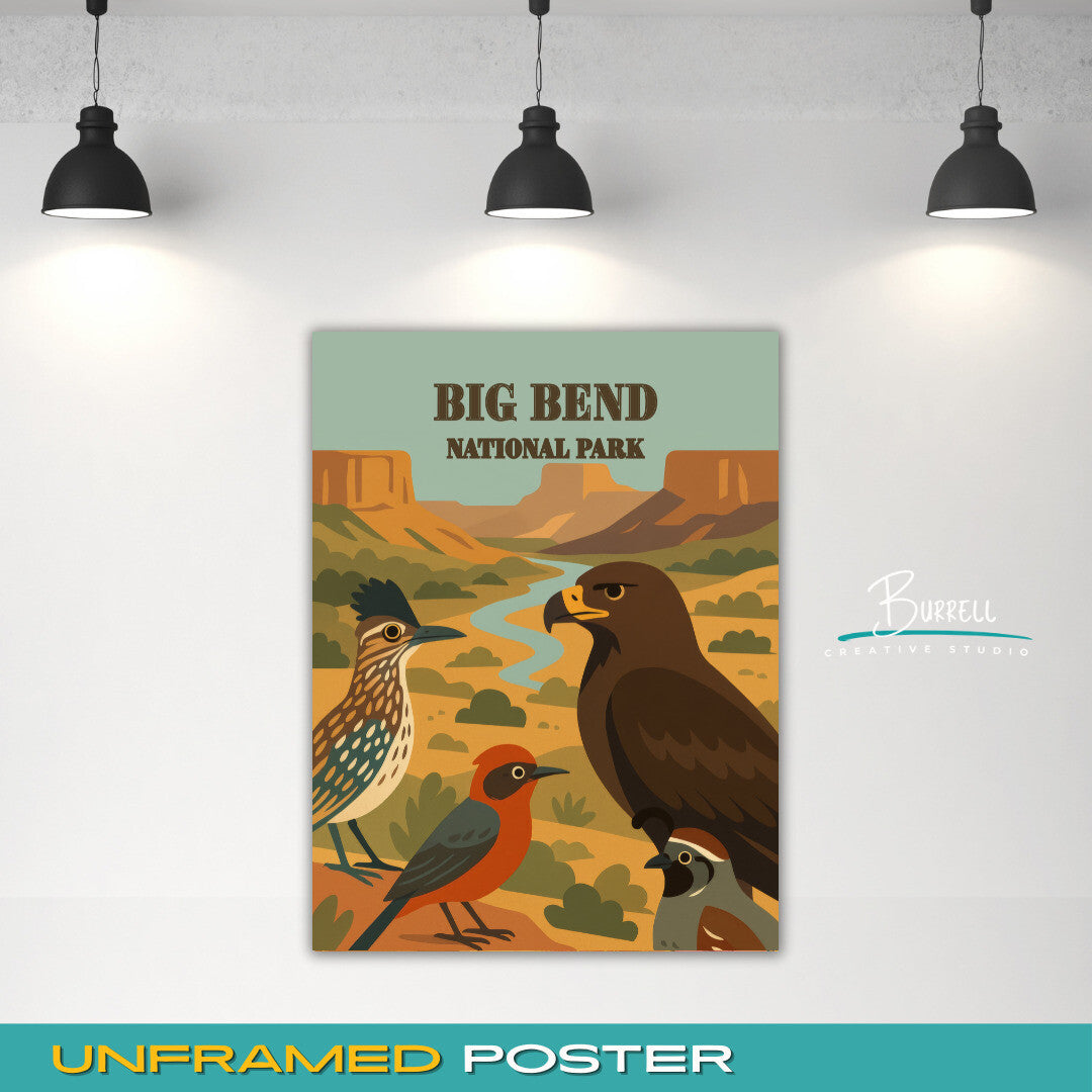 Big Bend National Park Texas Bird Watching Travel Posters & Wall Art Poster Print