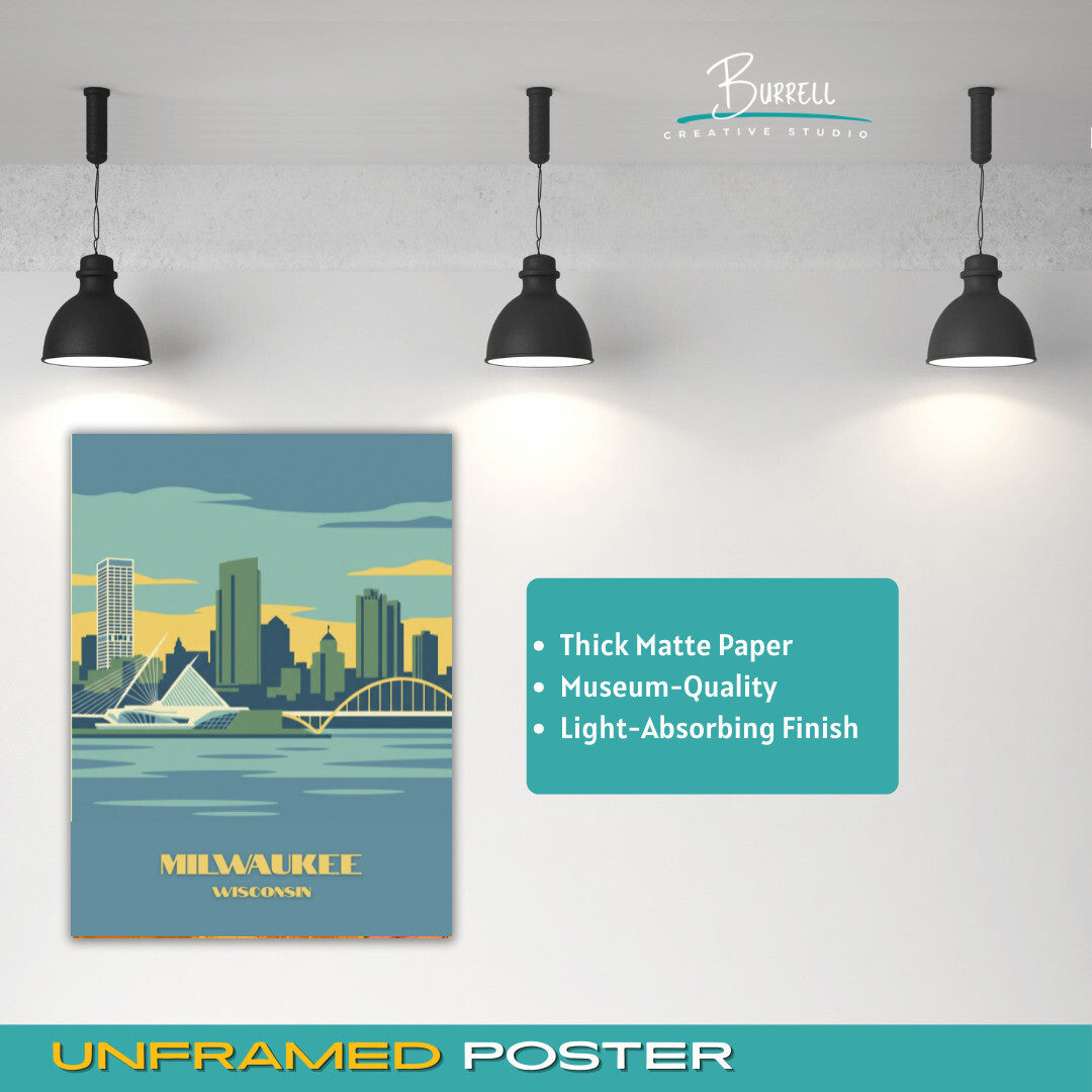 Milwaukee Wisconsin Lake View Travel Posters & Wall Art Poster Print