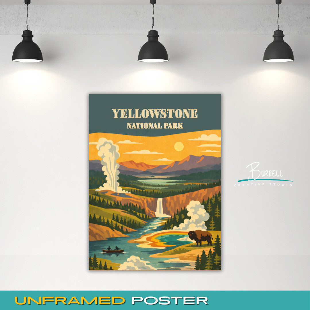 Yellowstone National Park Wyoming Unique Attractions Travel Posters & Wall Art Poster Print
