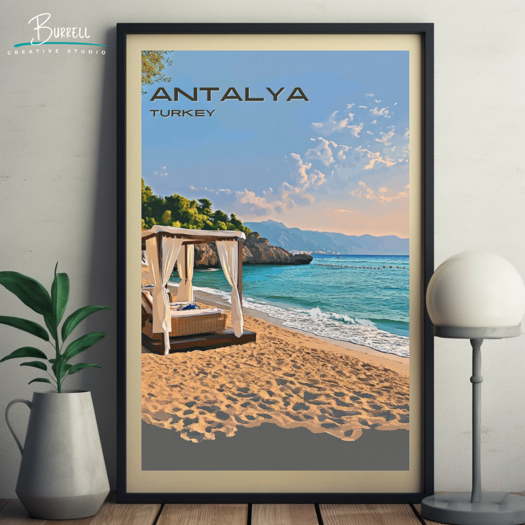 Antalya Türkiye Lara Beach Travel Poster & Wall Art Poster Print