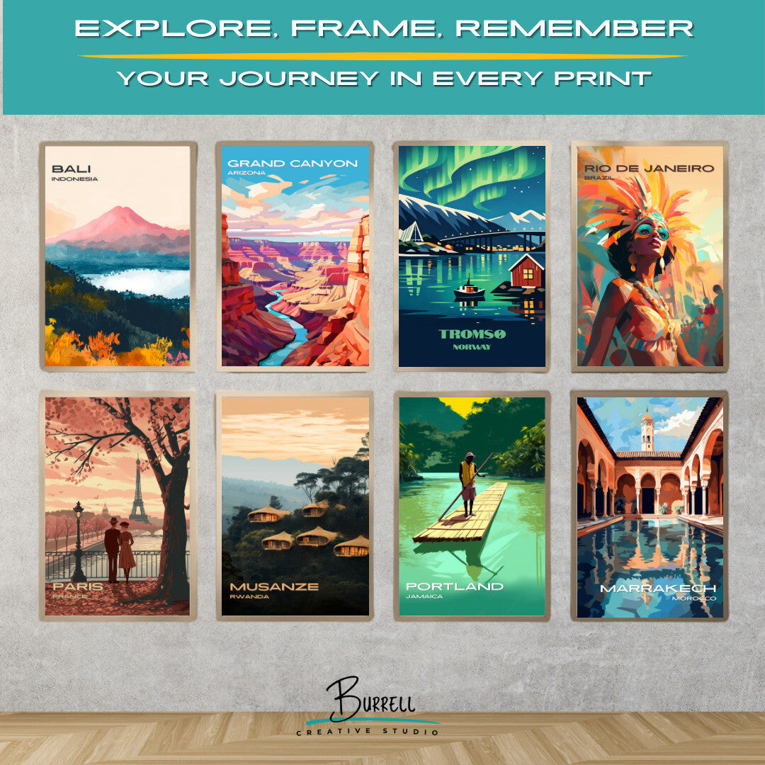 Tromsø Norway Northern Lights Travel Poster & Wall Art Poster Print