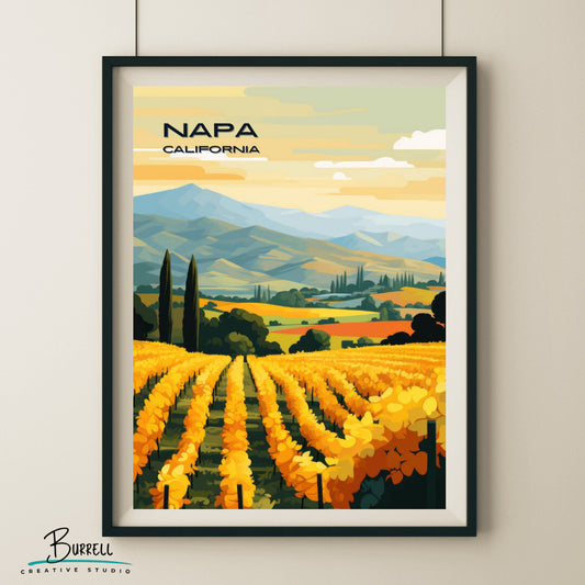 Napa California Valley Travel Poster & Wall Art Poster Print