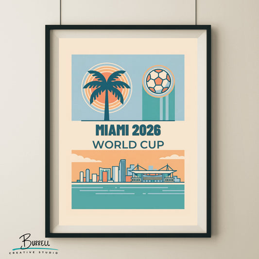 Miami United States 2026 World Cup Mimimalist Football Posters & Wall Art Poster Print