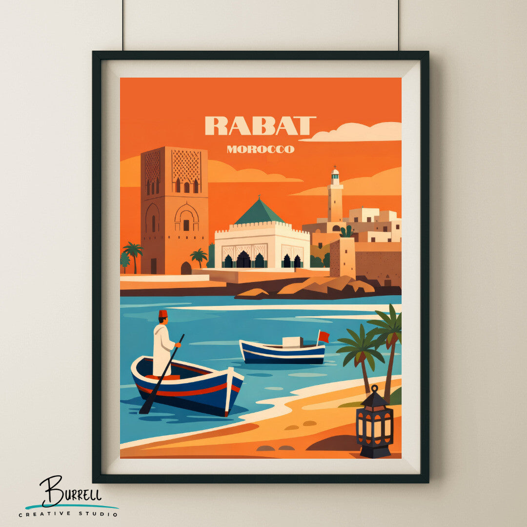 Rabat Morocco Coastal View Travel Poster & Wall Art Poster Print