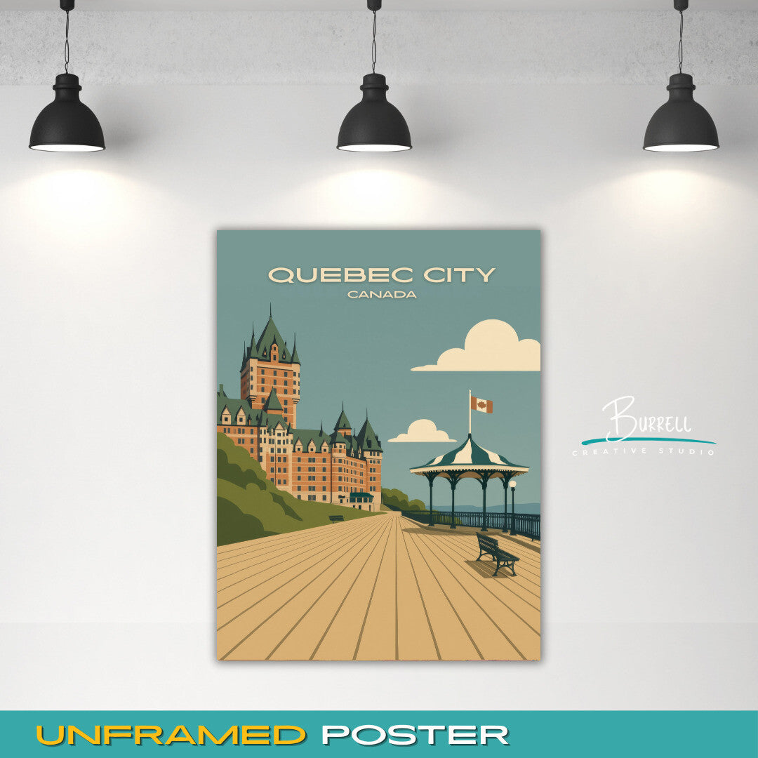 Quebec City Canada Terrasse Dufferin Travel Poster & Wall Art Poster Print