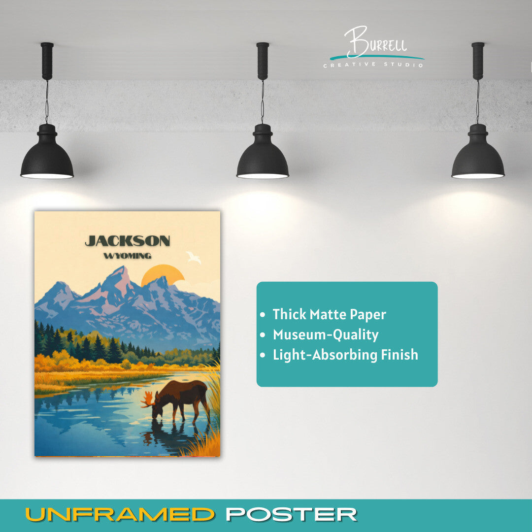 Jackson Wyoming Scenic Wildlife Travel Posters & Wall Art Poster Print