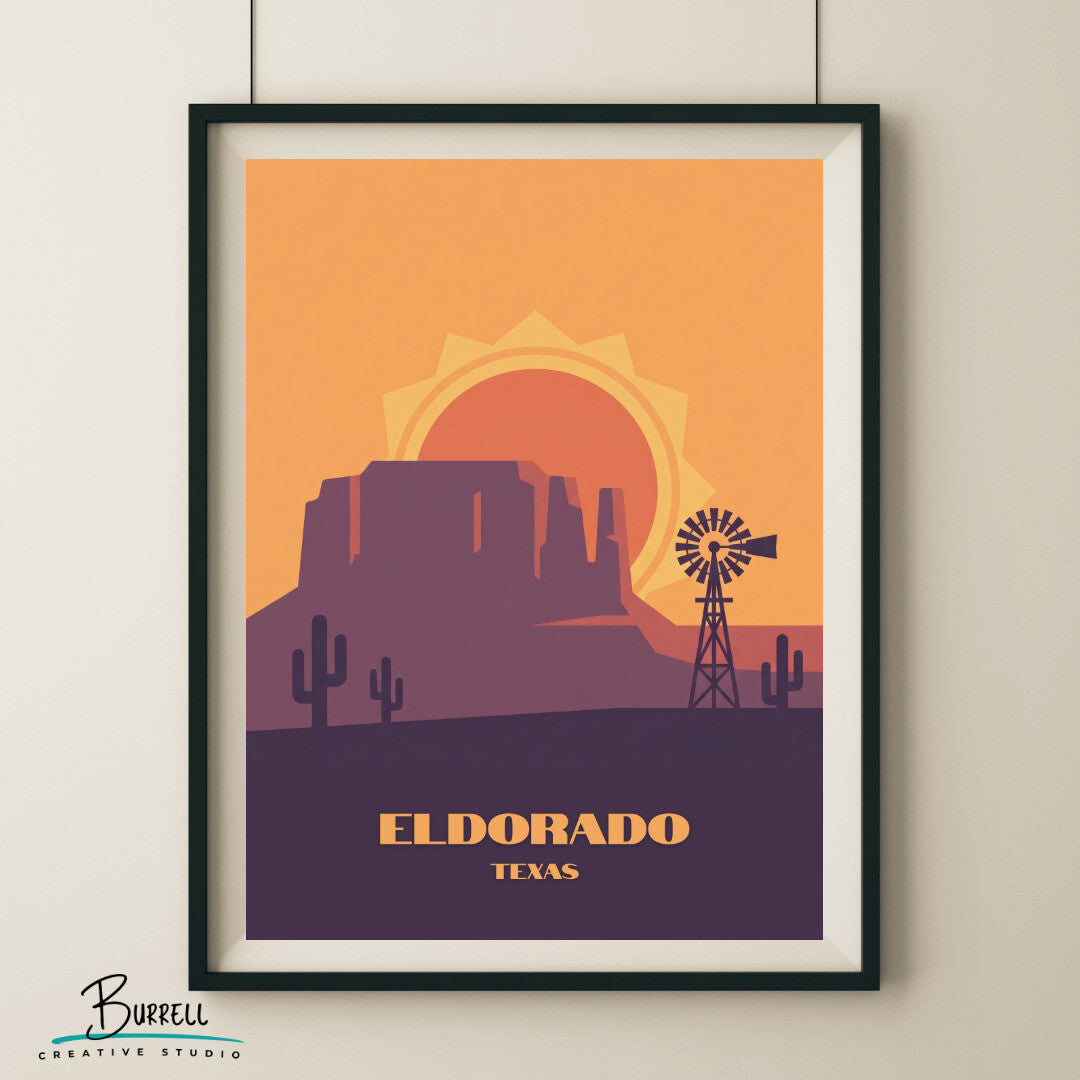 Eldorado Texas Scenic Sunset Travel Posters & Wall Art Poster Print