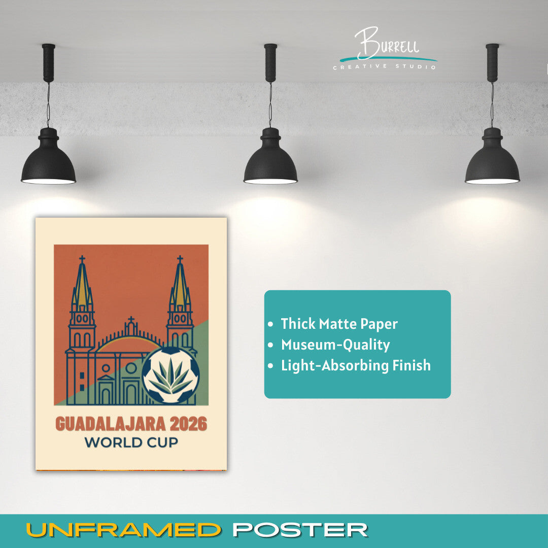 Guadalajara Mexico 2026 World Cup Mimimalist Football Posters & Wall Art Poster Print