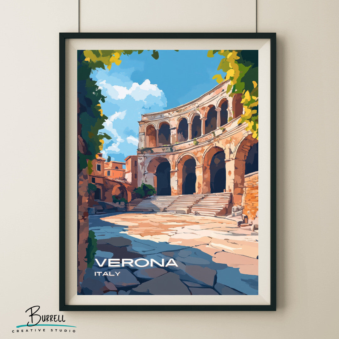 Verona Italy Arena Travel Poster & Wall Art Poster Print