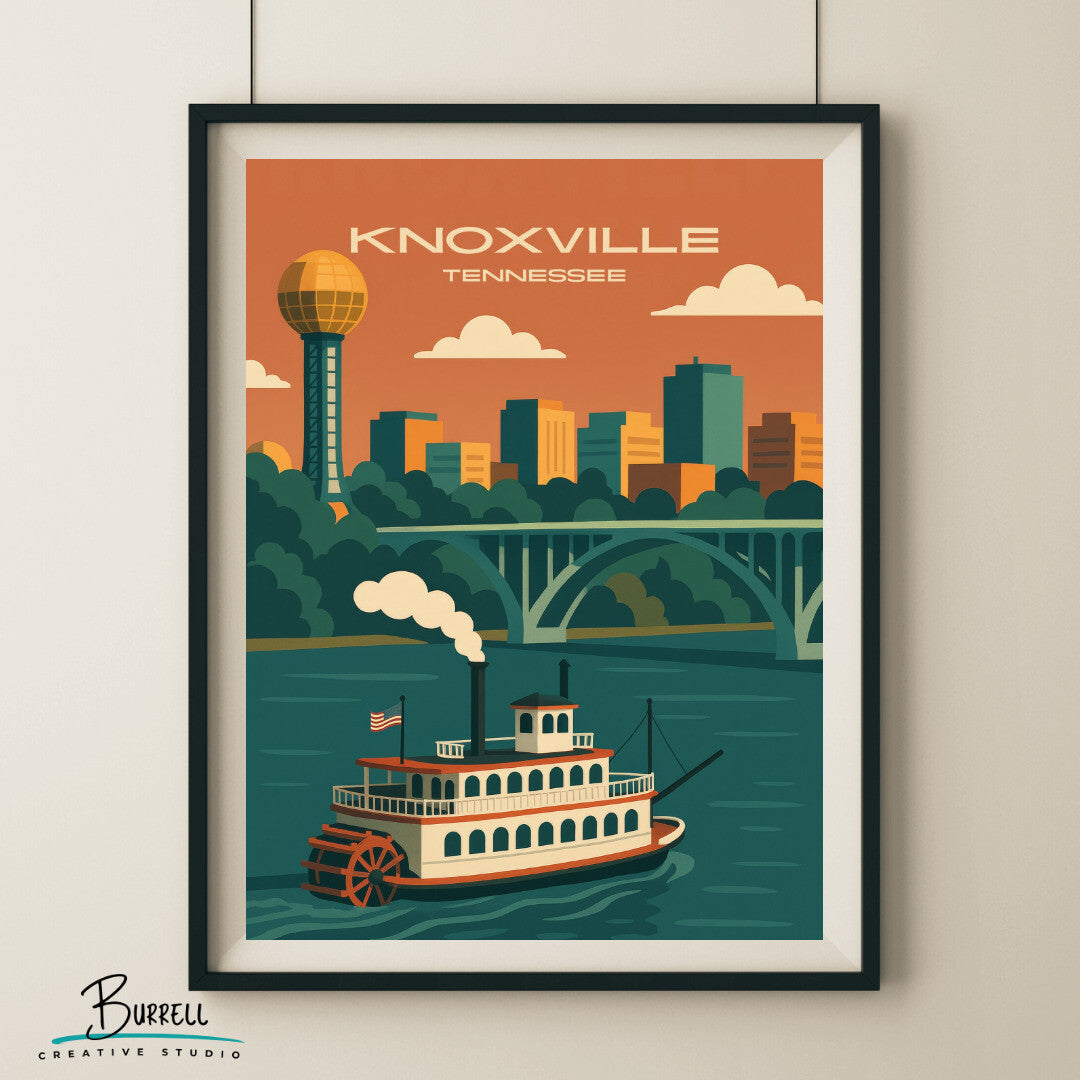 Knoxville Tennessee Riverboat Cruise Travel Poster & Wall Art Poster Print