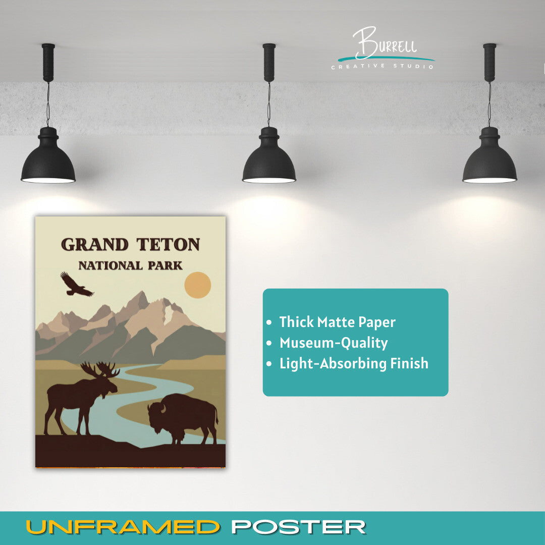 Grand Teton National Park Wyoming Wildlife Travel Posters & Wall Art Poster Print