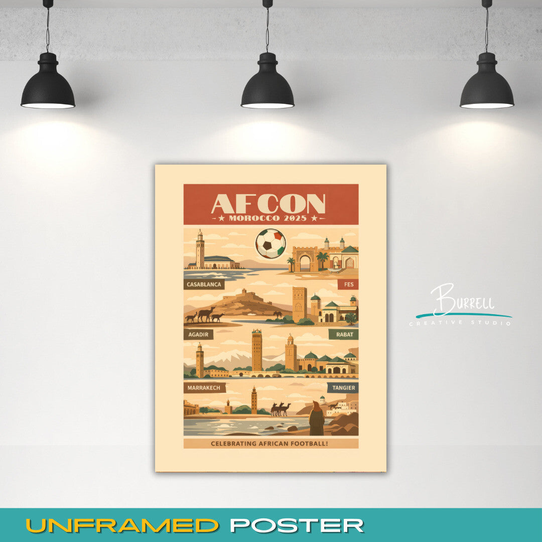 Marrakech Morocco Africa Cup Of Nations Host Cities Football Poster & Wall Art Poster Print