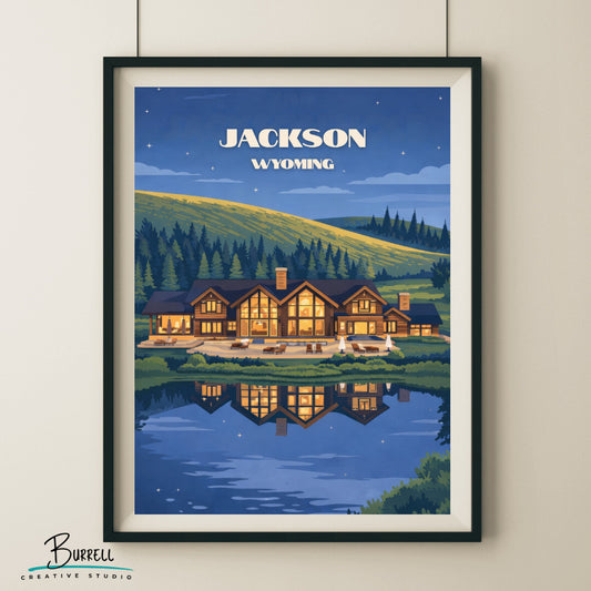 Jackson Wyoming Luxury Real Estate Travel Posters & Wall Art Poster Print
