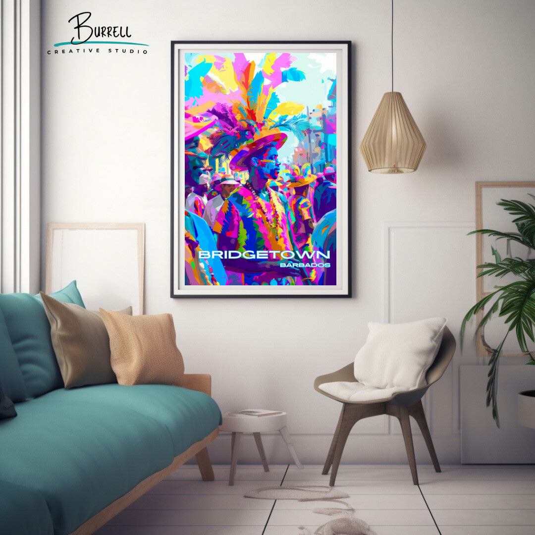 Bridgetown Barbados Cropover Travel Poster & Wall Art Poster Print