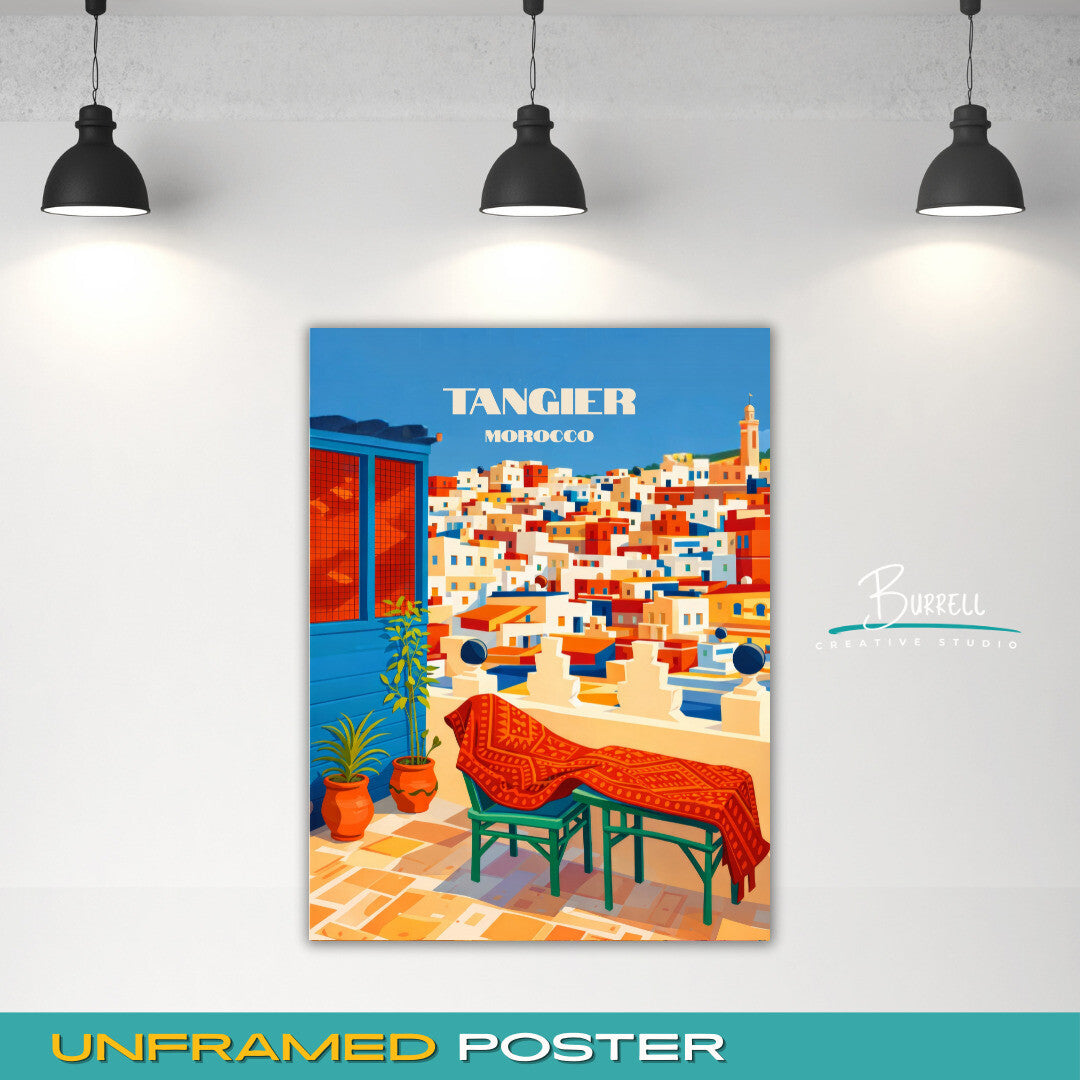 Tangier Morocco Rooftop View Travel Poster & Wall Art Poster Print