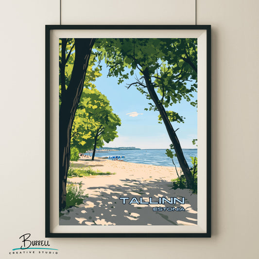 Tallinn Estonia Pirita Beach Travel Poster & Wall Art Poster Print