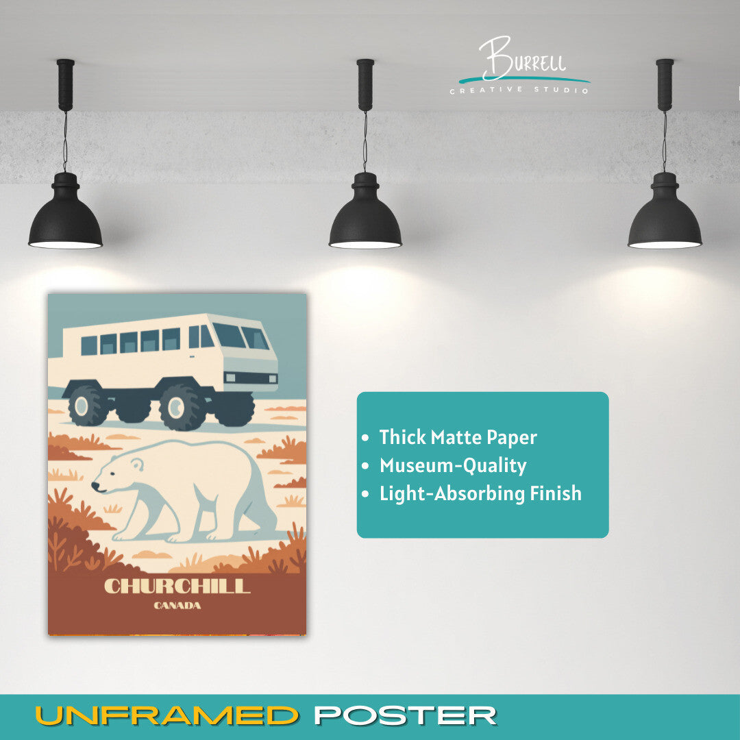 Churchill Canada Polar Bear Watching Travel Poster & Wall Art Poster Print