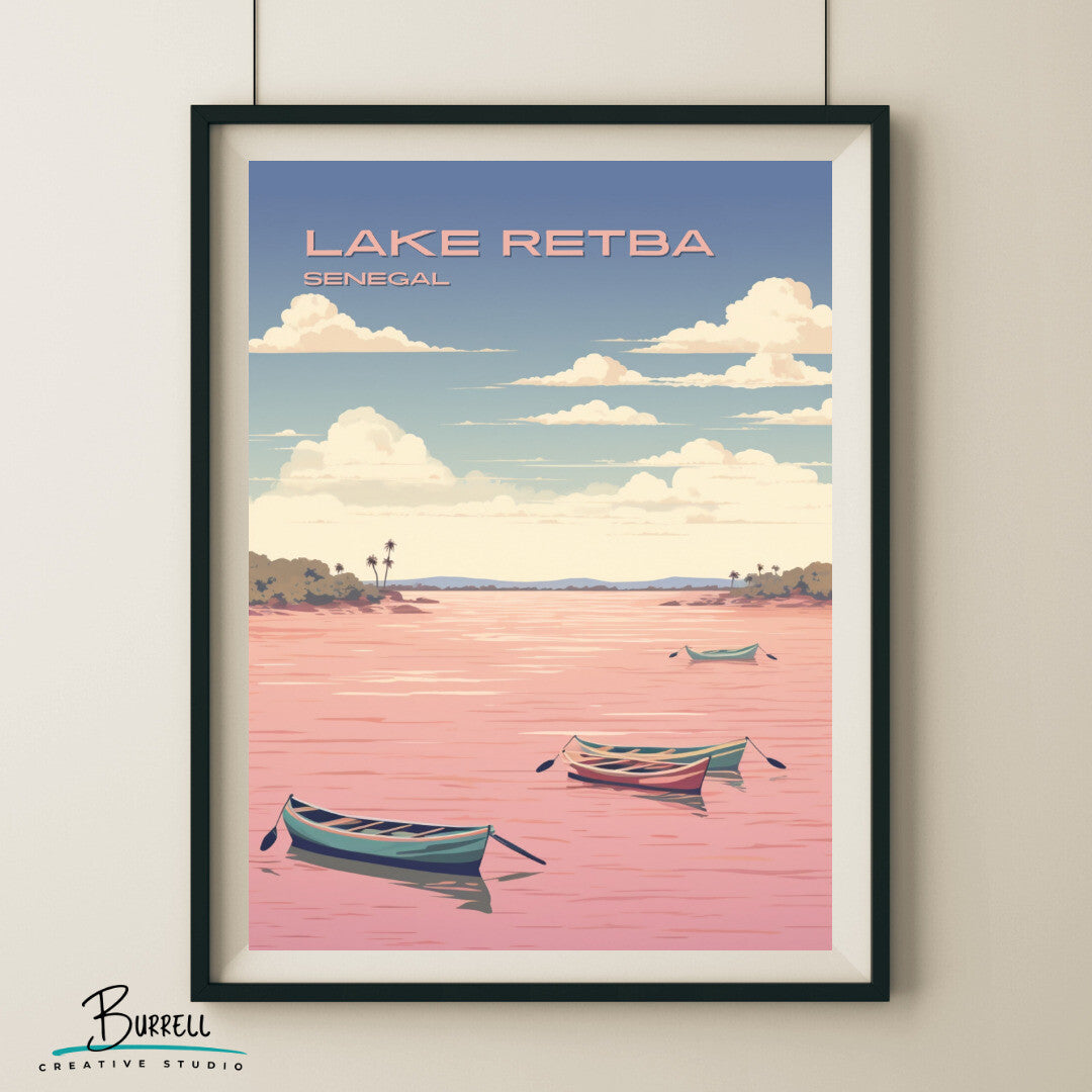 Dakar Senegal Lake Retba Travel Poster & Wall Art Poster Print