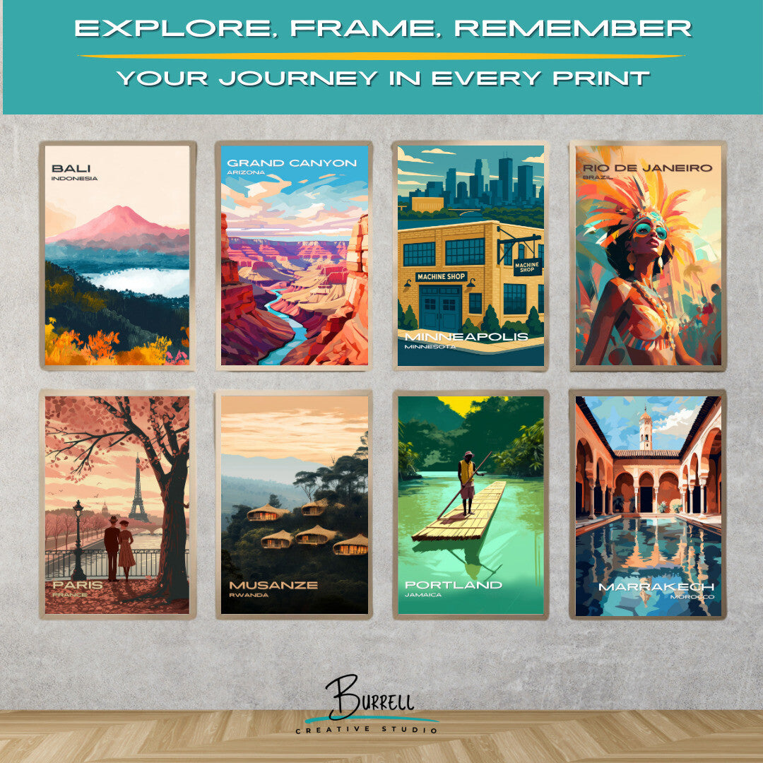 Minneapolis Minnesota Machine Shop Travel Poster & Wall Art Poster Print