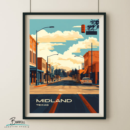 Midland Texas City Life Travel Poster & Wall Art Poster Print