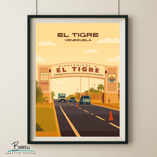 El Tigre Venezuela Entrance Arch Travel Poster & Wall Art Poster Print